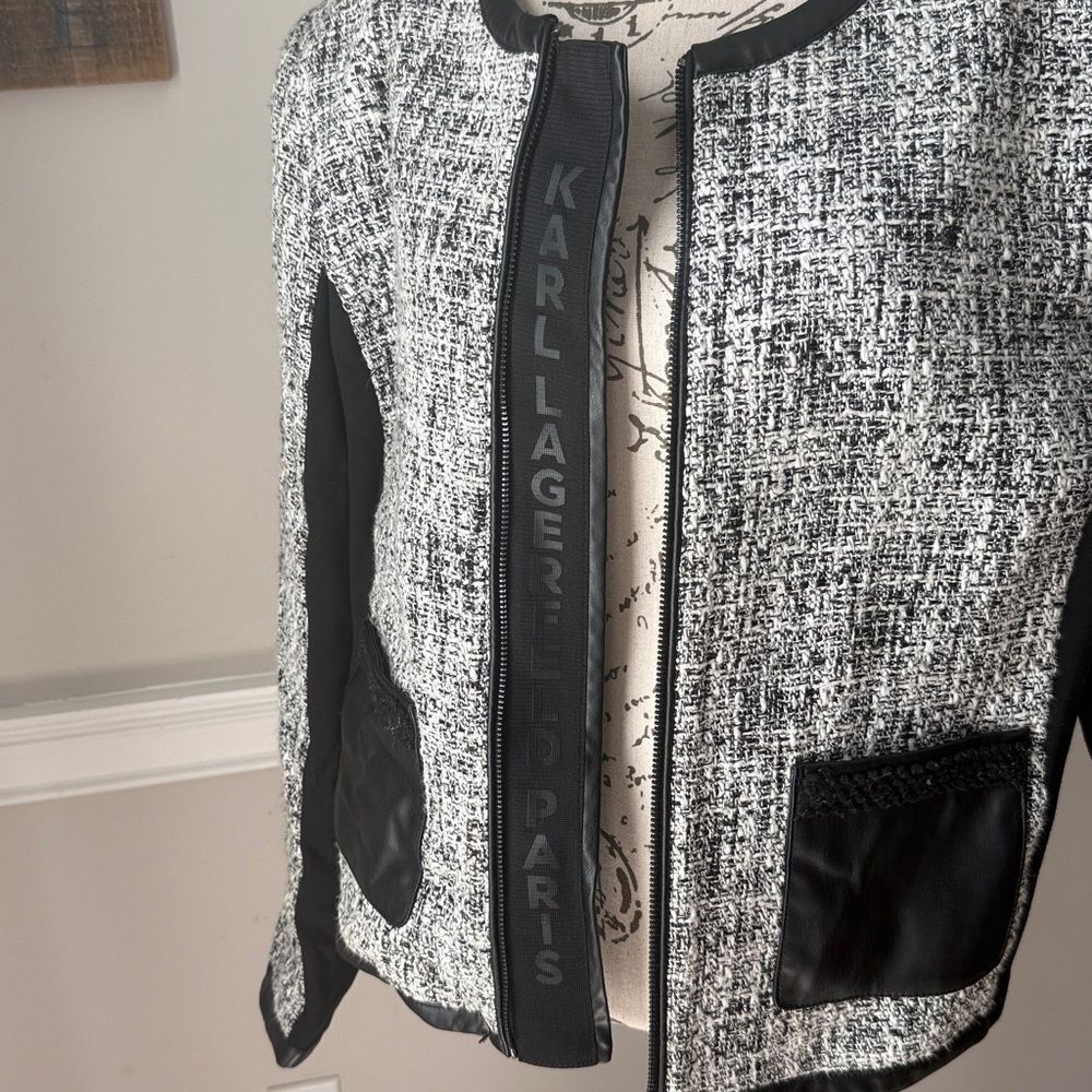 Karl Lagerfeld Paris Monochrome Tweed Women's Blazer - Picture 9 of 13